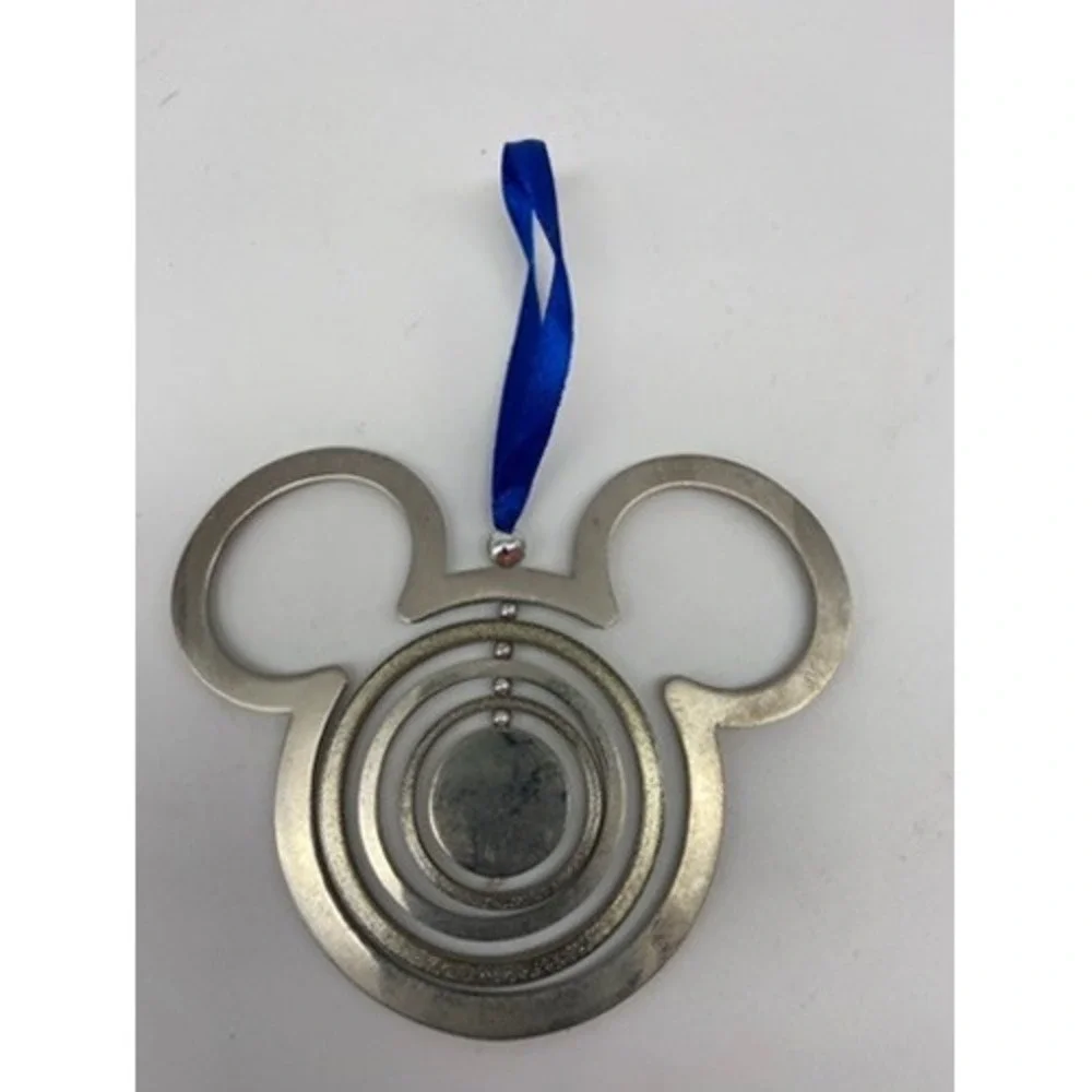 Disney 2012 Mickey Mouse Nested Circles Ornament Blue Ribbon Hanging‎ Charm